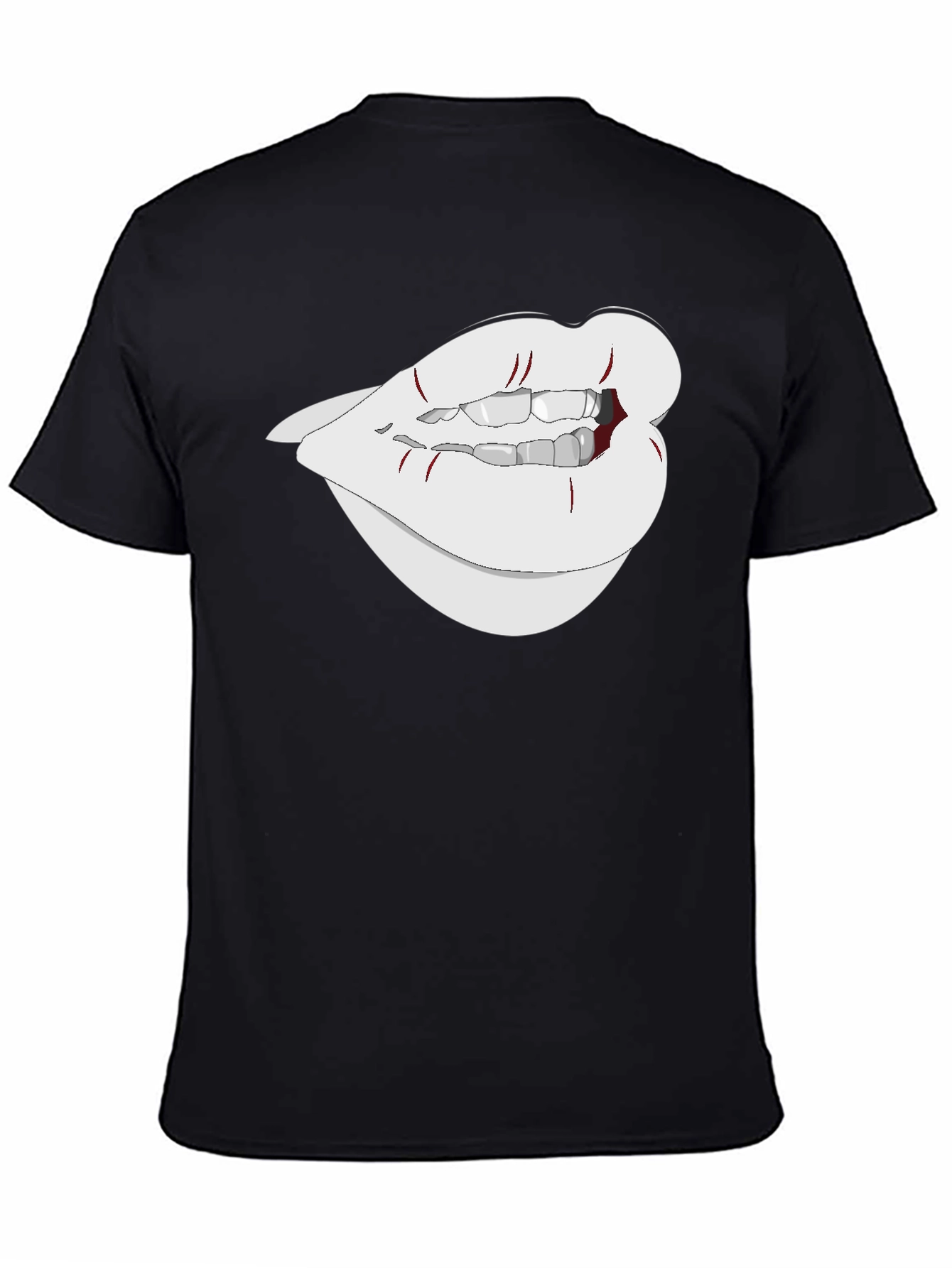 Black Graphic Lips Tee - Black Cotton Blend view 4