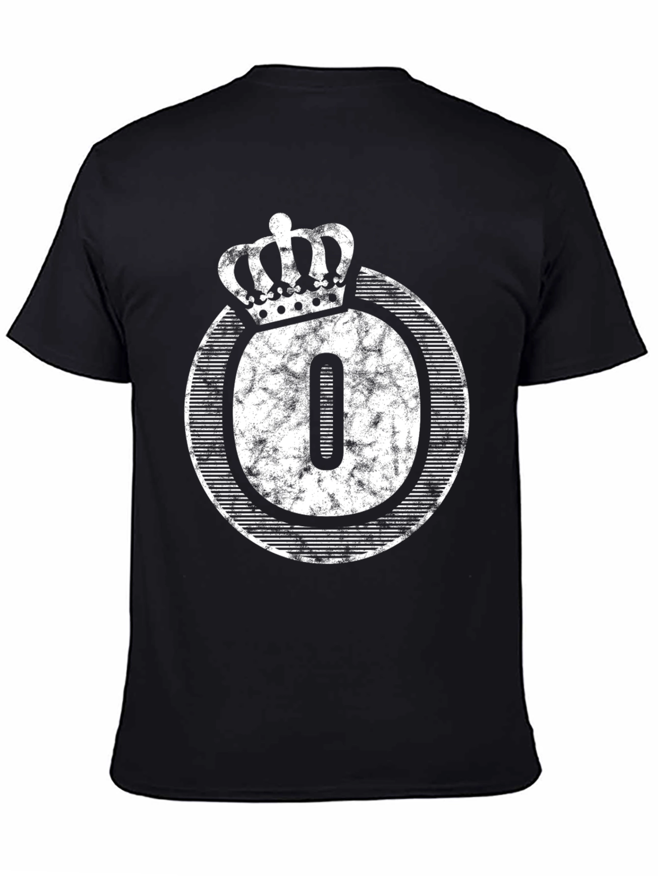 Black King Number Zero Graphic Tee - Distressed Crown Design view 4