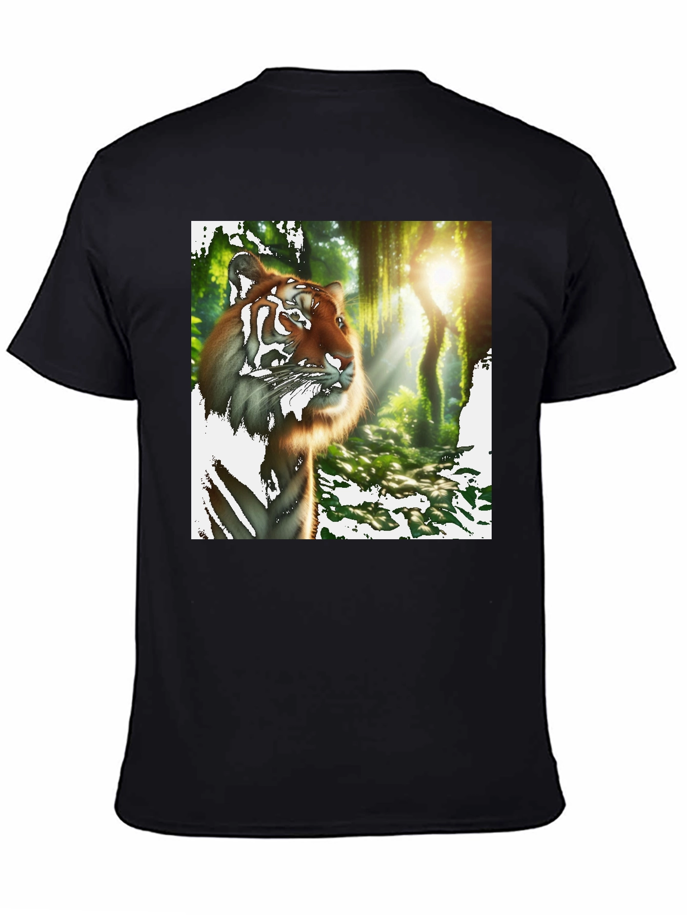 Black Tiger Jungle Print Black T-Shirt view 4