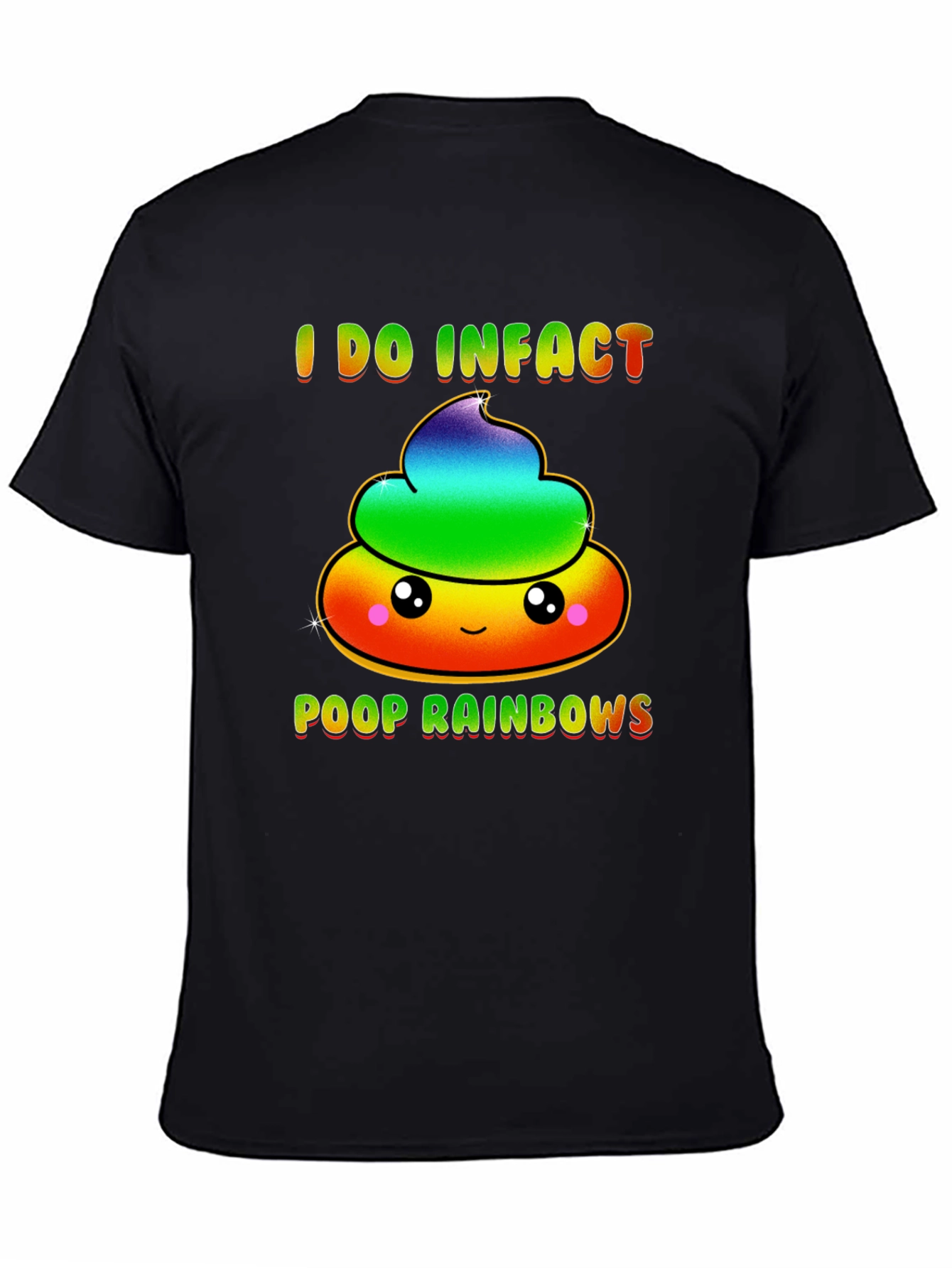 Black Rainbow Poop T-Shirt, Funny Graphic Tee view 4