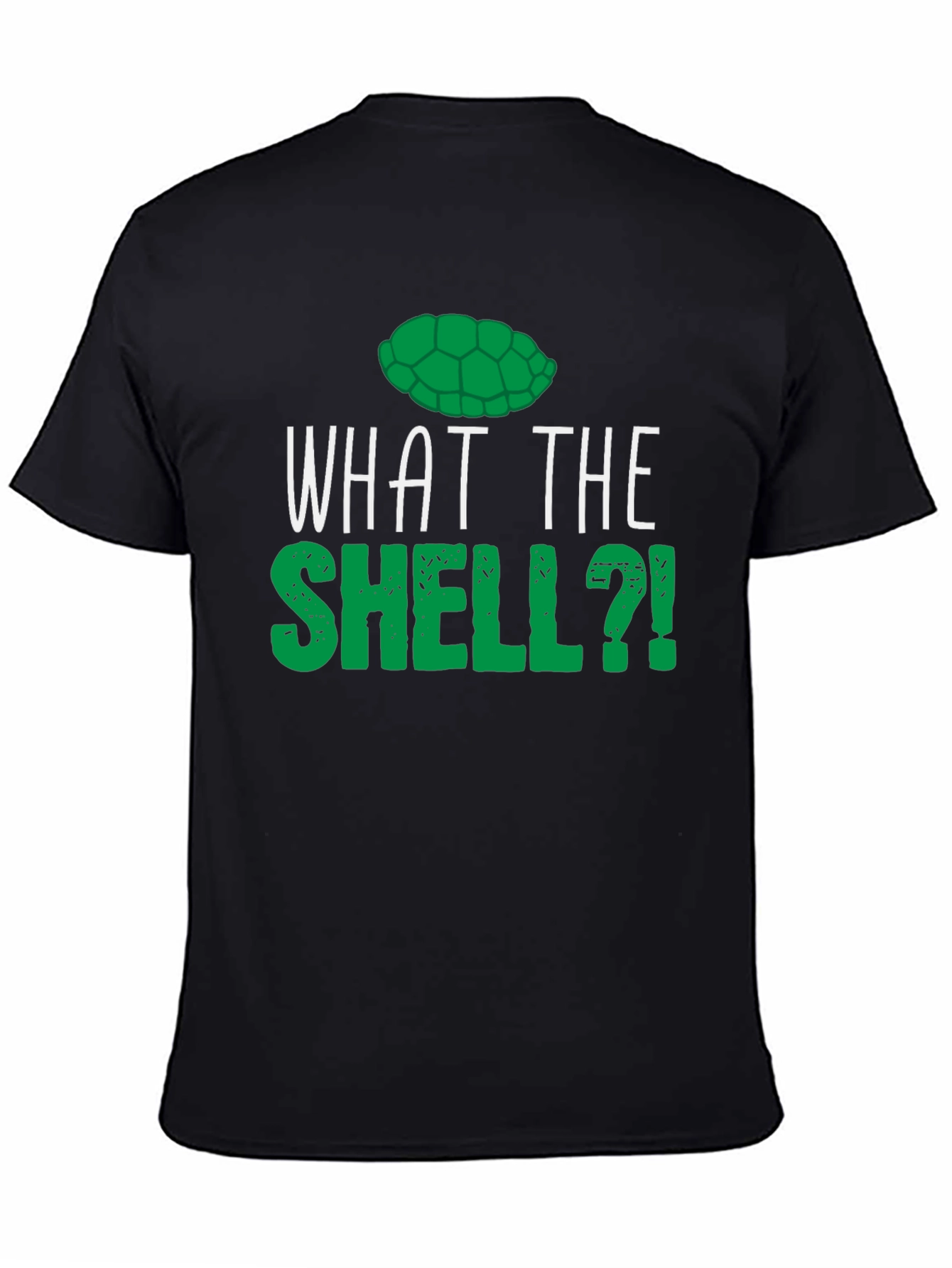 Black What the Shell? Funny Turtle T-Shirt view 4