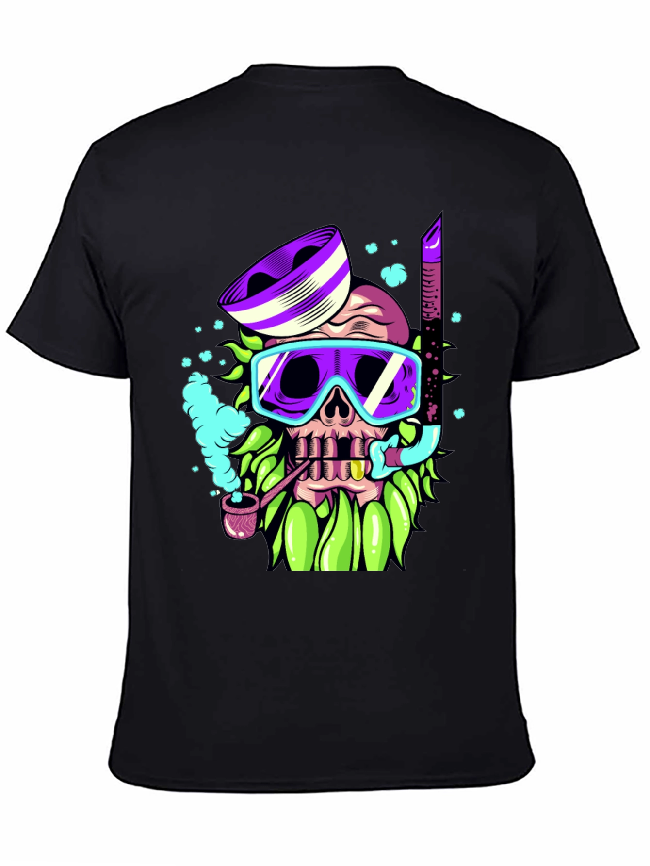 Black Diver Skull Graphic Tee - Unique Colorful Design view 4