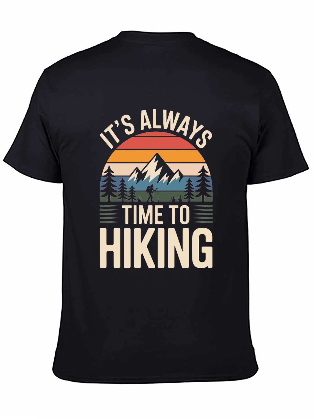 Black It's Always Time To Hiking Graphic T-Shirt view 4