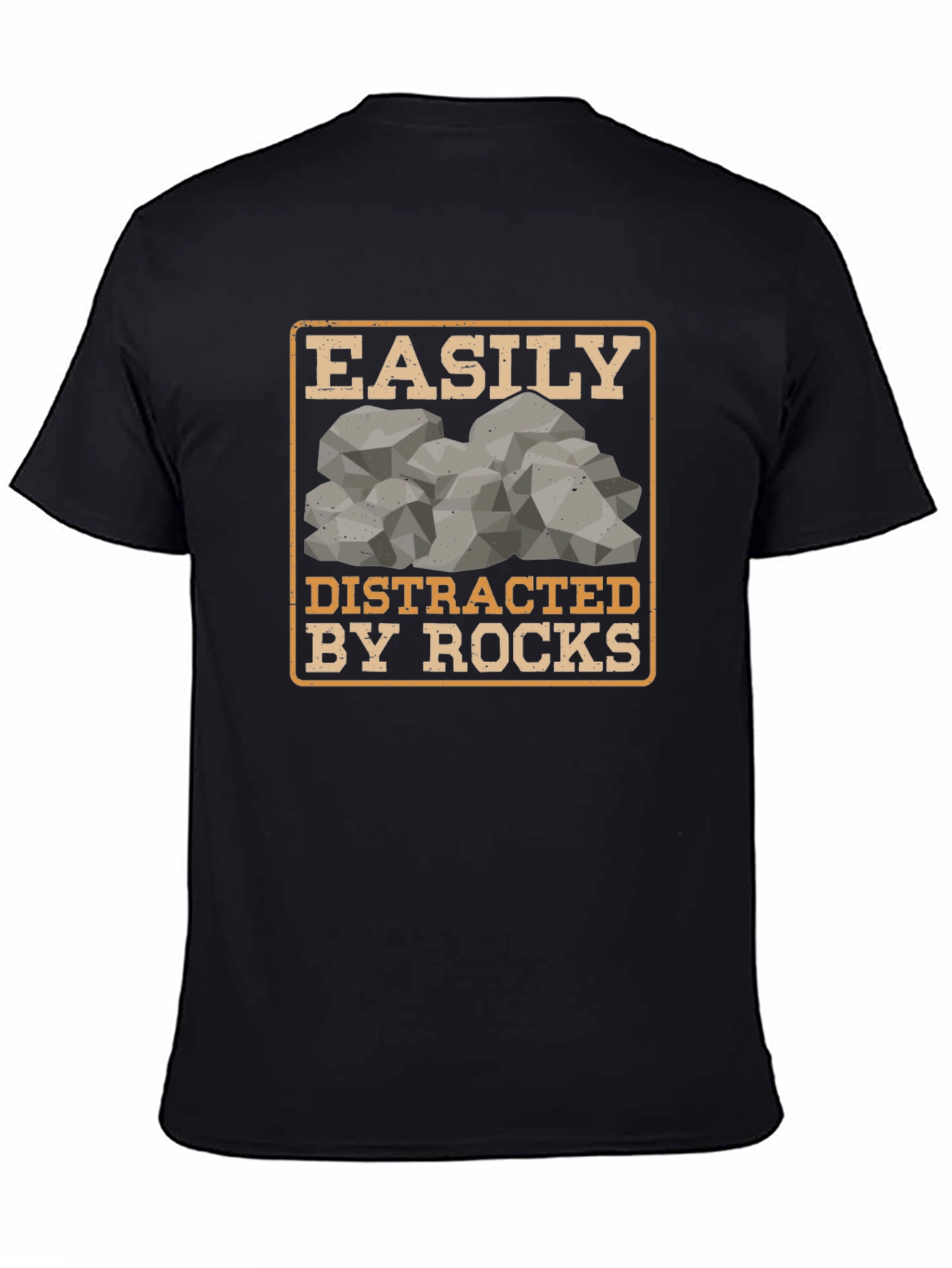 Black Easily Distracted By Rocks Graphic Tee view 4