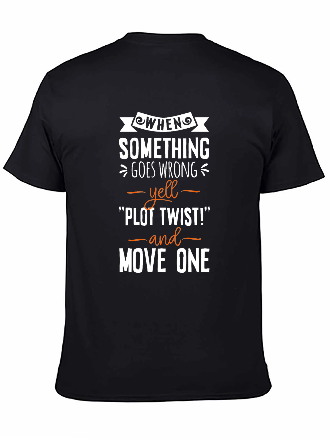 Black Plot Twist Tee - Funny Problem Solving Black T-Shirt view 4