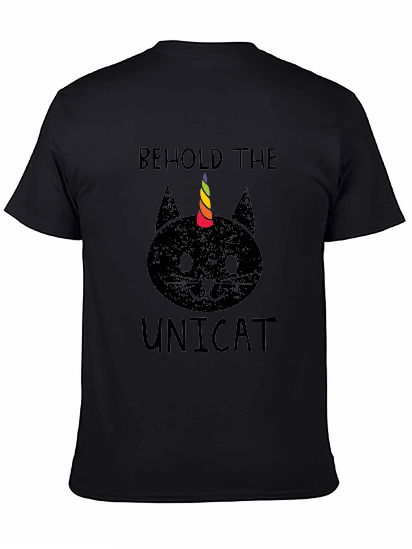 Black Behold the Unicat T-Shirt - Black Cotton Blend view 4