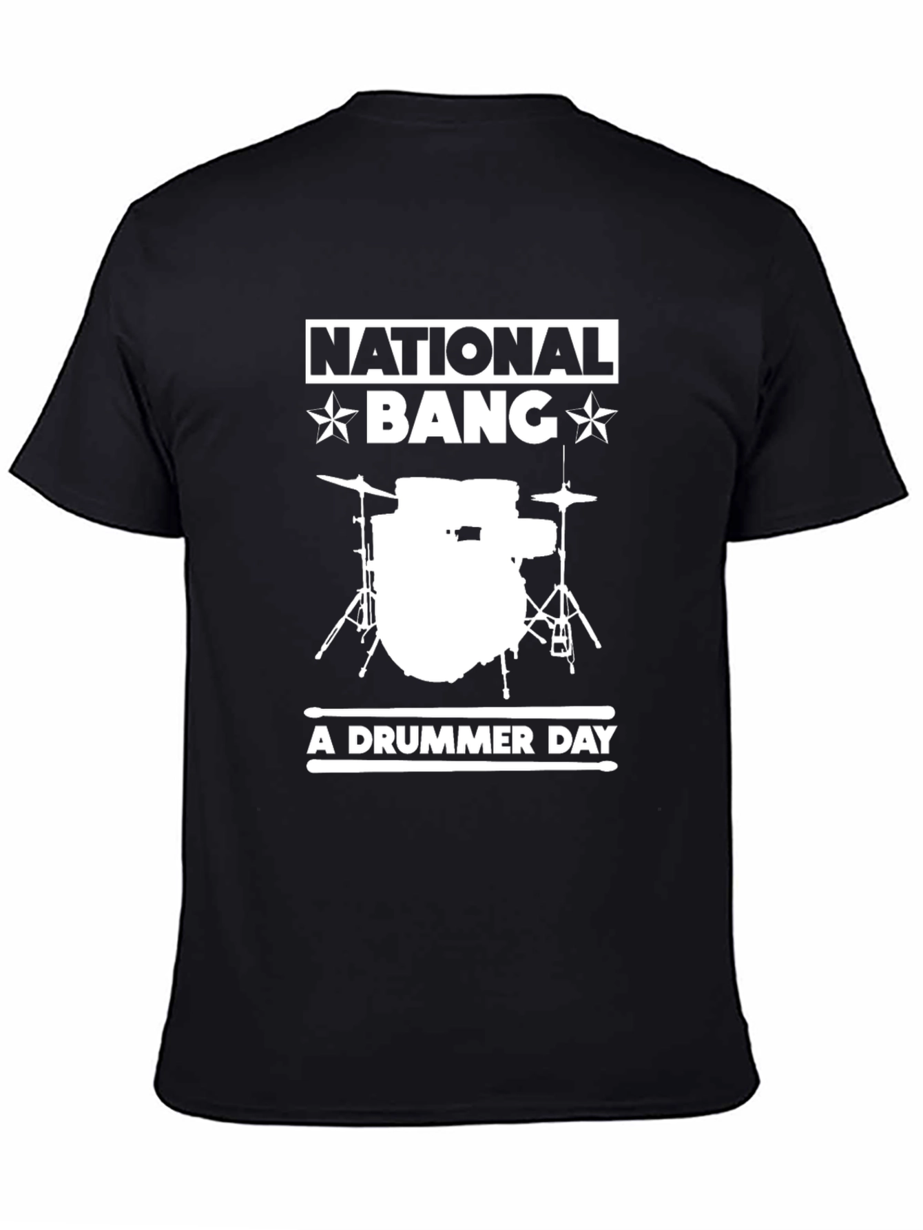 Black National Bang A Drummer Day Black T-Shirt view 4