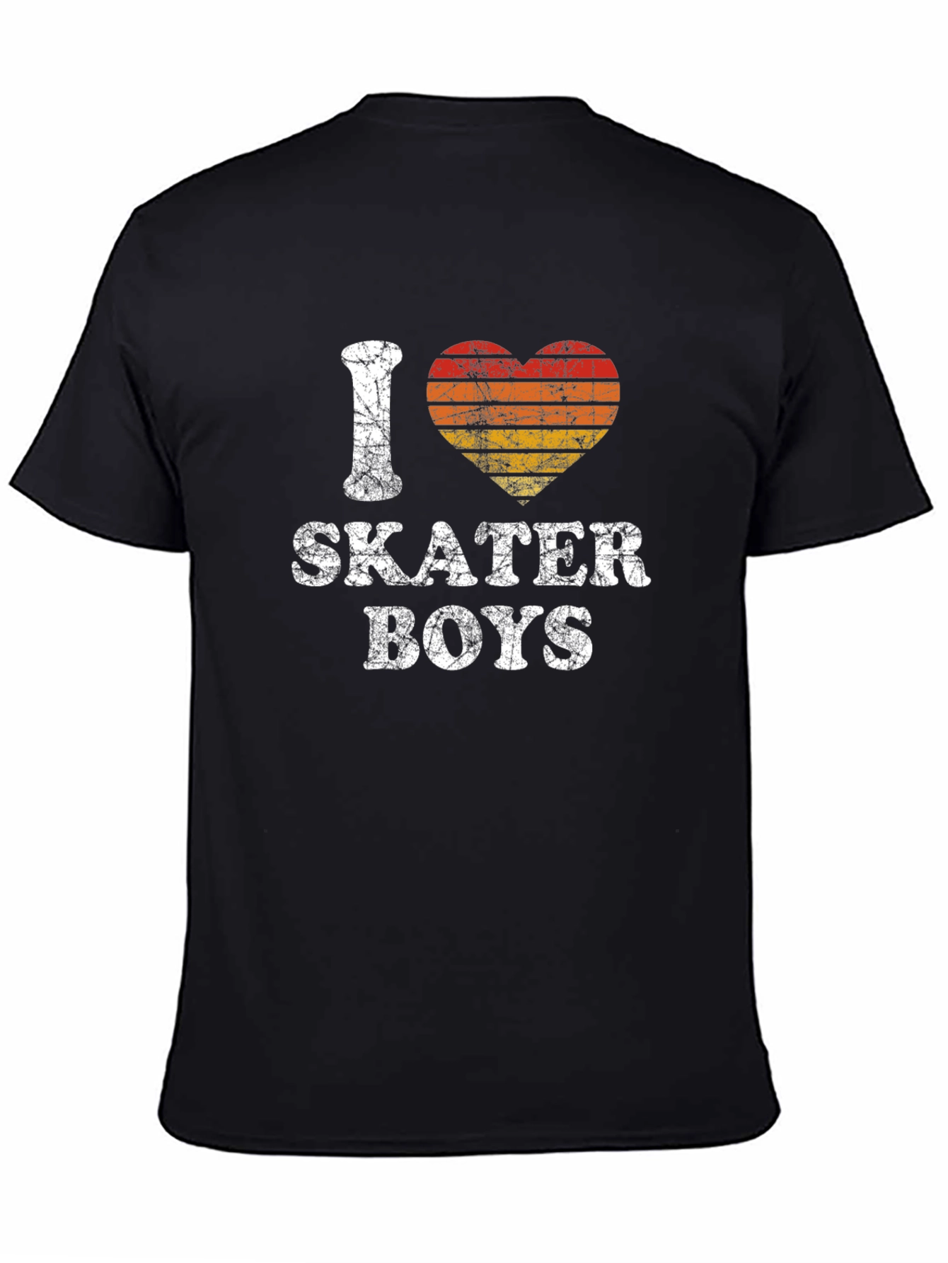 Black I Heart Skater Boys Black T-Shirt - Distressed Graphic Tee view 4