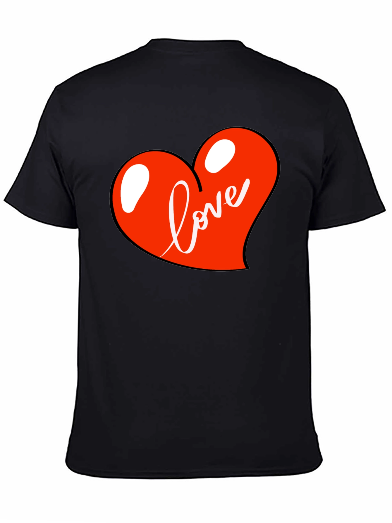 Black Love Heart Graphic Tee - Black Casual Shirt view 4