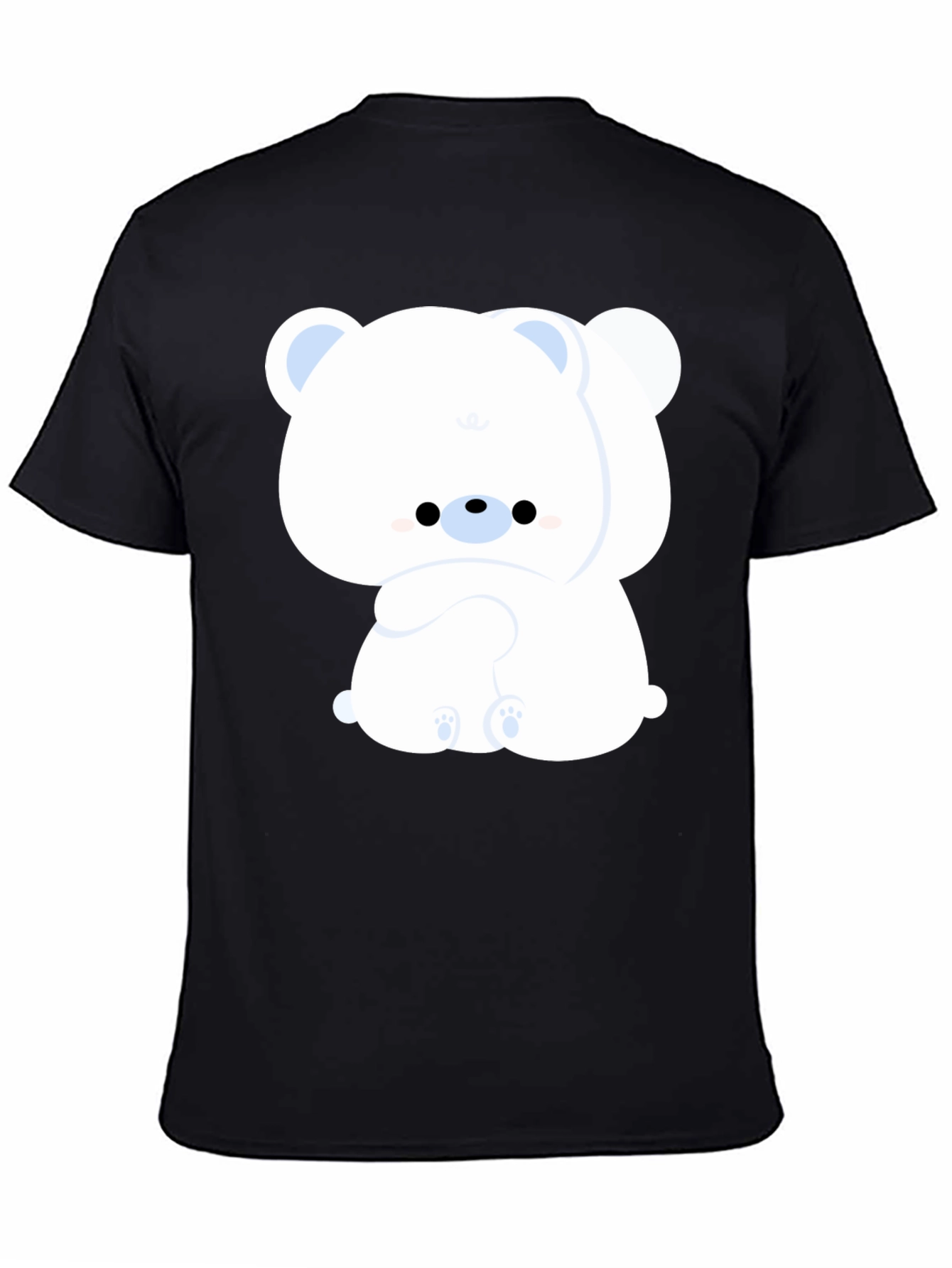Black Cute Bear Graphic Tee - Black Cotton Comfort view 4