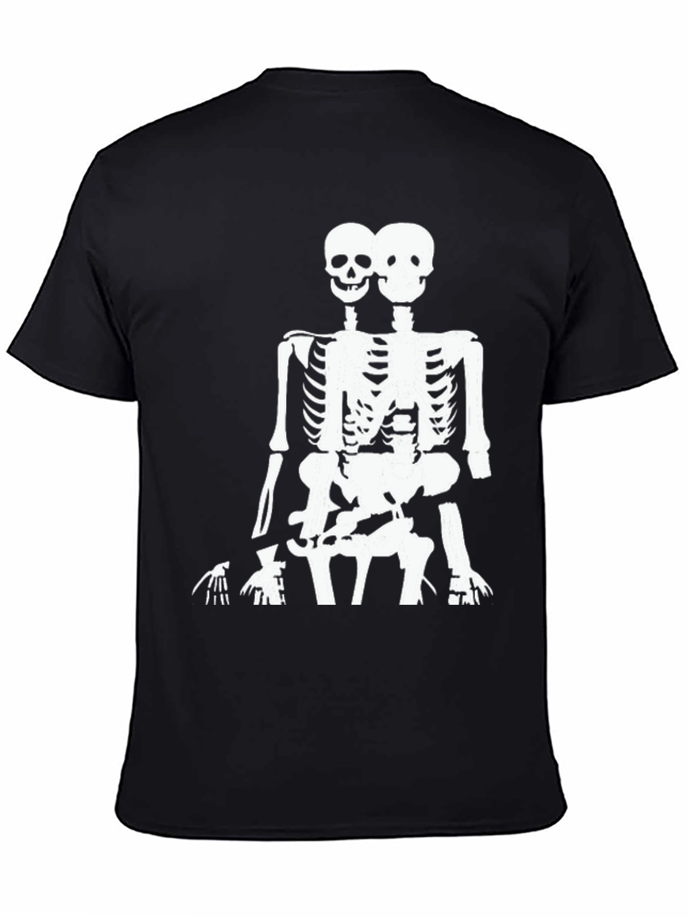 Black Two Headed Skeleton Graphic Tee - Black view 4