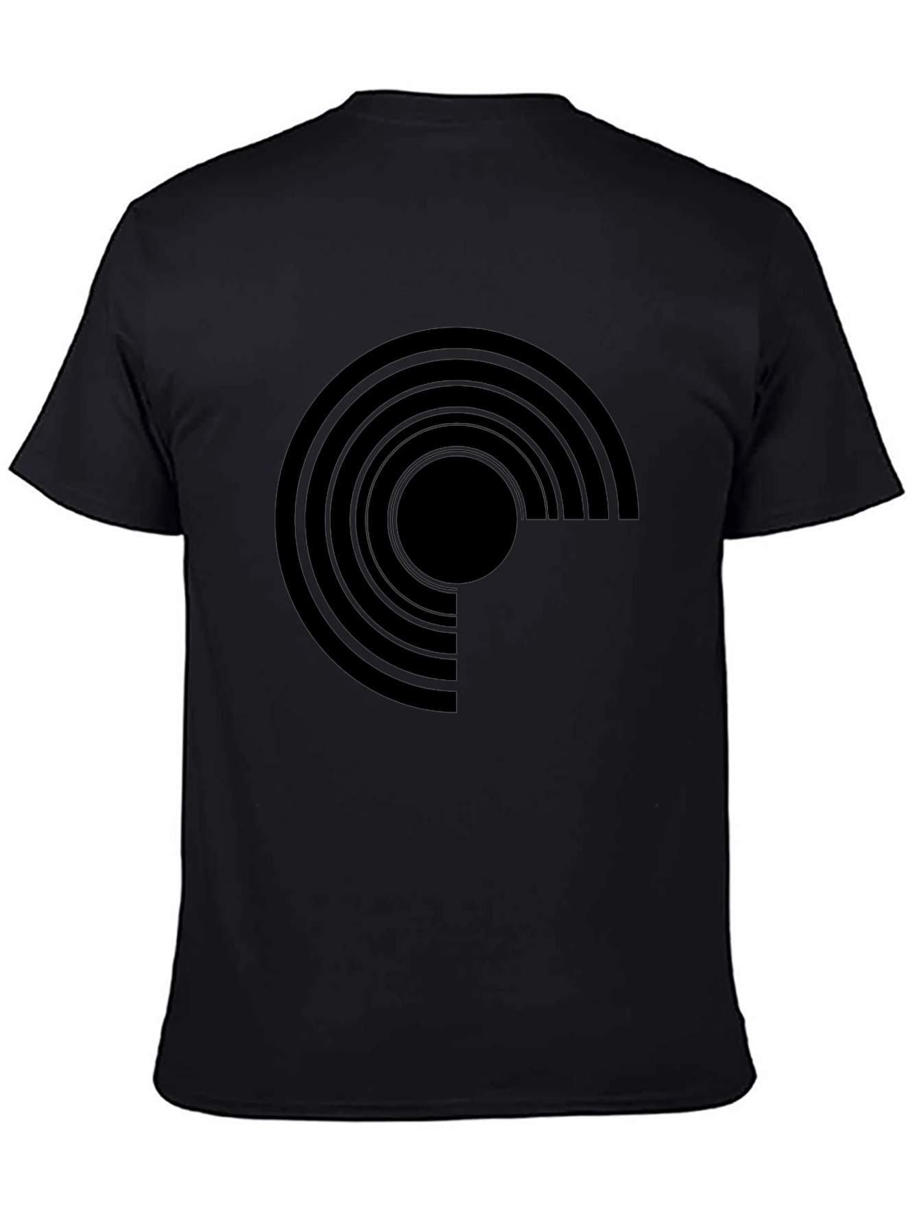 Black Modern Geometric Graphic Tee - Black Cotton Blend view 4