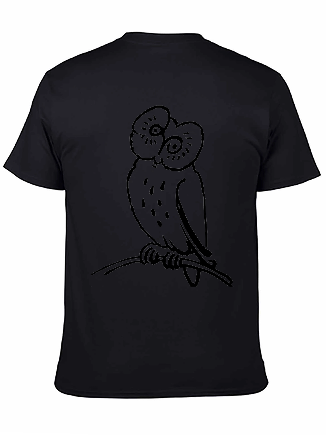Black Owl Graphic T-Shirt - Black Cotton Tee view 4