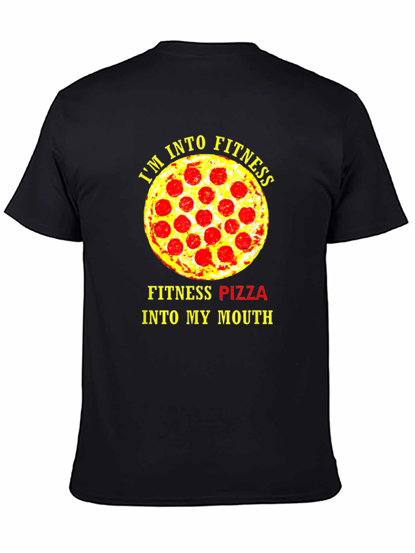 Black Fitness Pizza T-Shirt - Funny Gym Workout Tee view 4