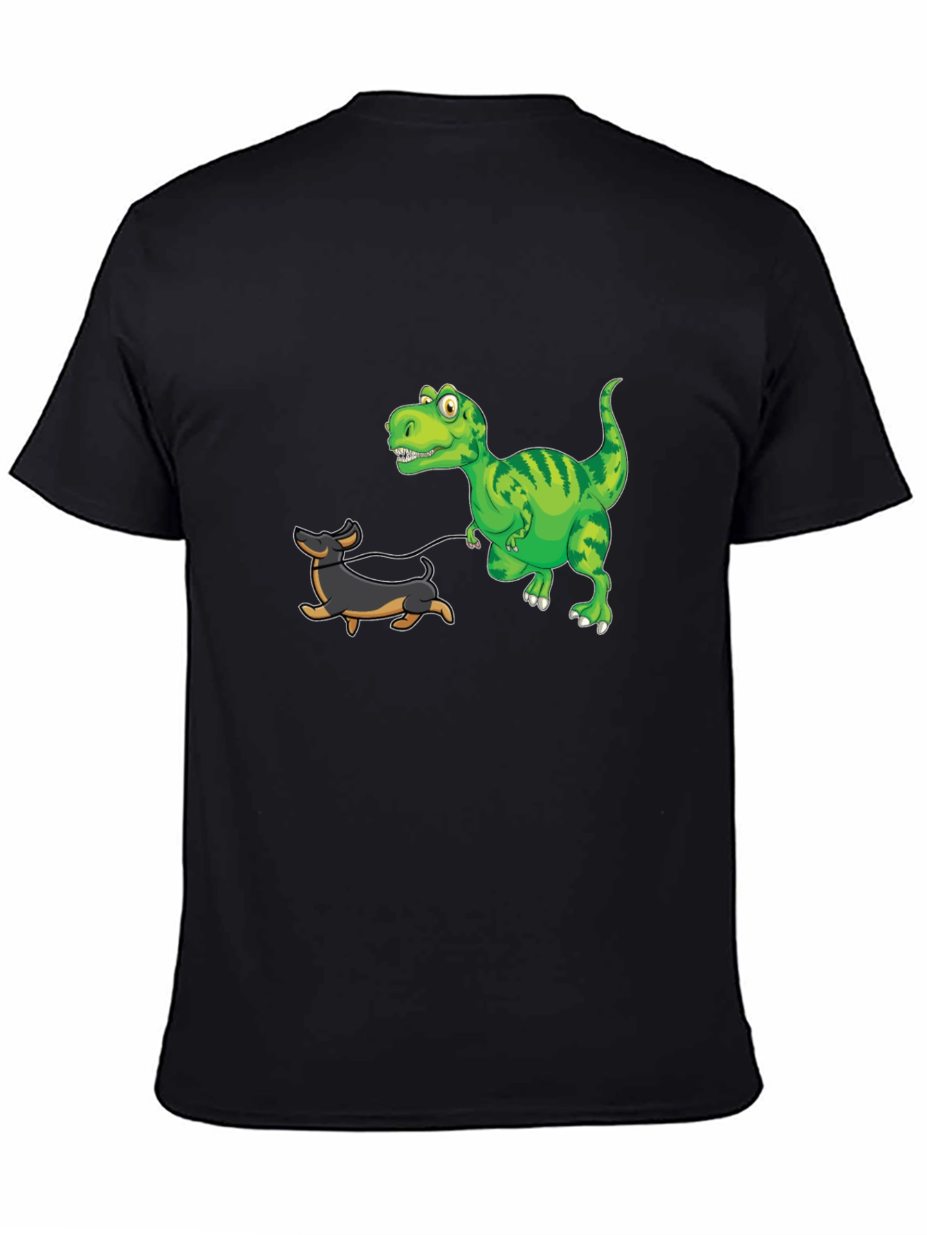 Black Dino Dog Walk Black T-Shirt view 4