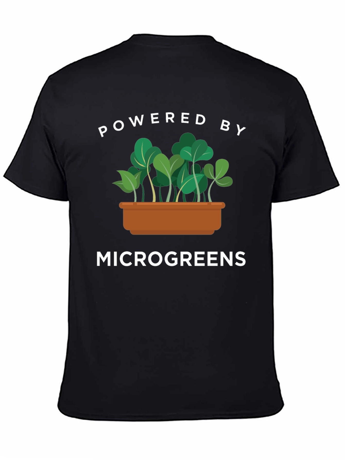 Black Powered by Microgreens T-Shirt view 4