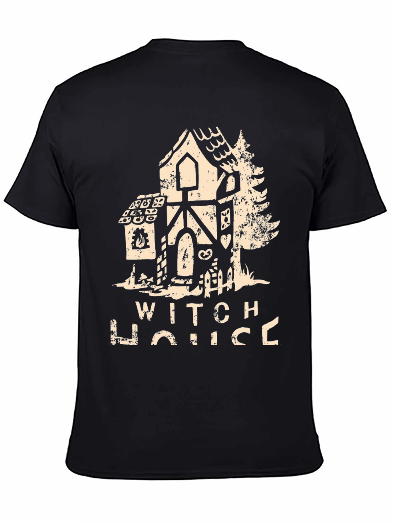 Black Witch House Graphic T-Shirt Halloween Apparel view 4
