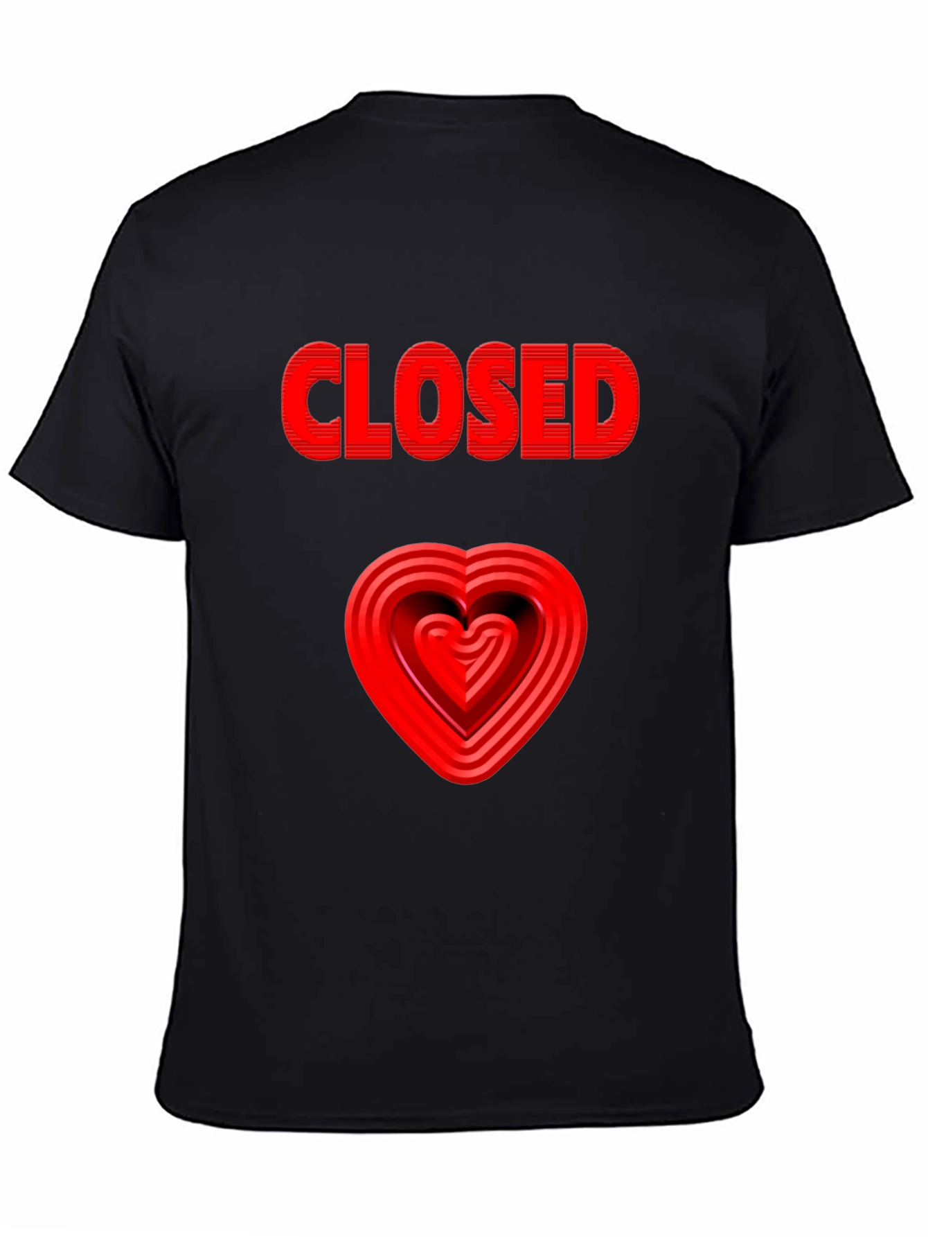 Black Closed Heart Graphic Tee - Black Casual T-Shirt view 4