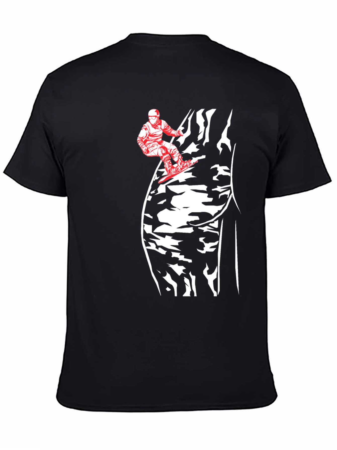 Black Snowboarder Butt Print Tee - Black Cotton Blend view 4