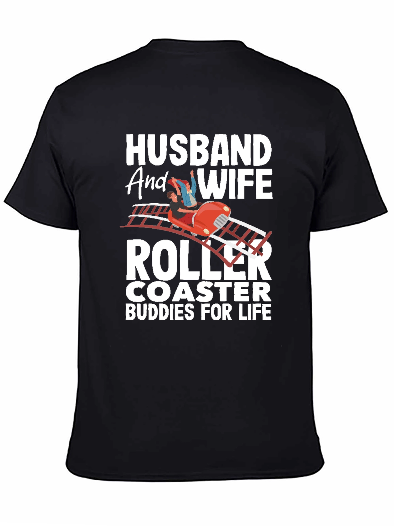 Black Husband and Wife Roller Coaster Buddies T-Shirt view 4