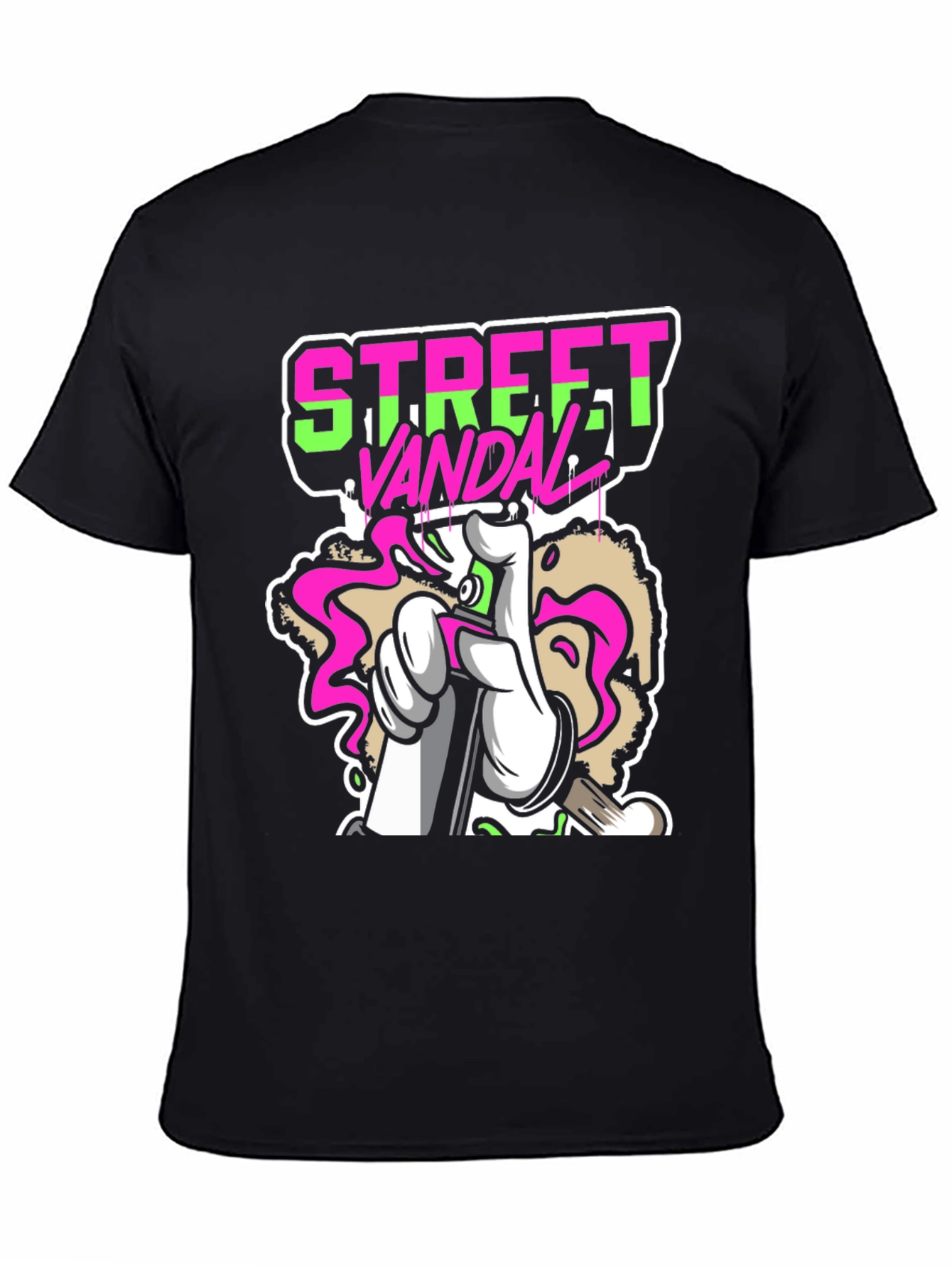 Black Street Vandal Graffiti Graphic Tee - Black view 4