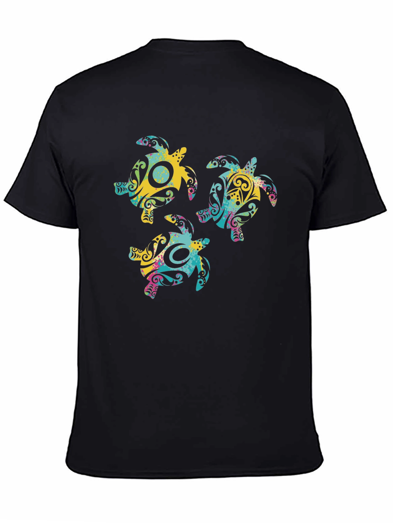 Black Funky Turtle Trio Graphic Black T-Shirt view 4