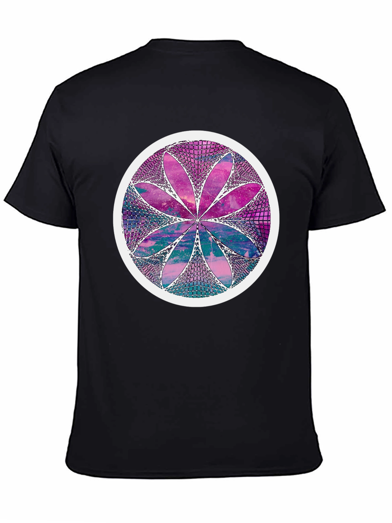 Black Abstract Flower Graphic Print T-Shirt view 4