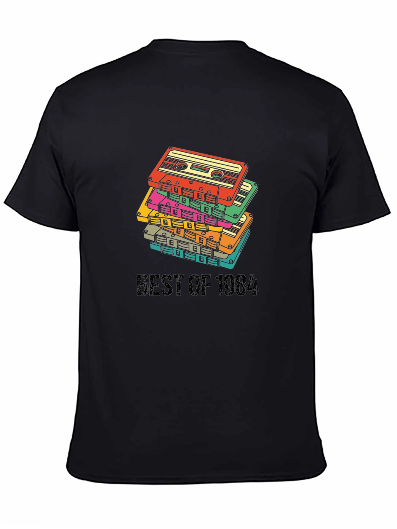 Black Retro Cassette Tape 1984 T-Shirt view 4