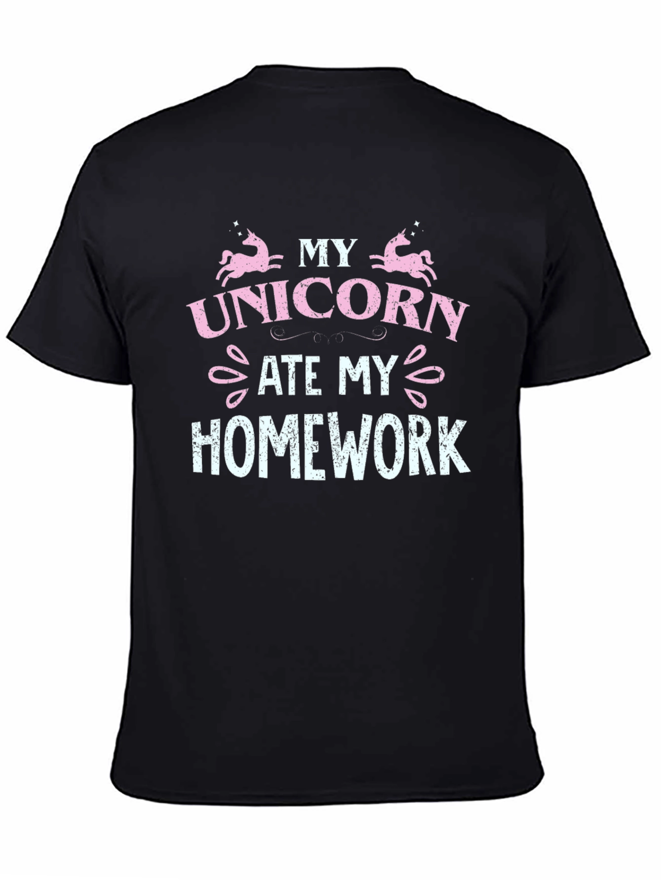 Black My Unicorn Ate My Homework T-Shirt view 4