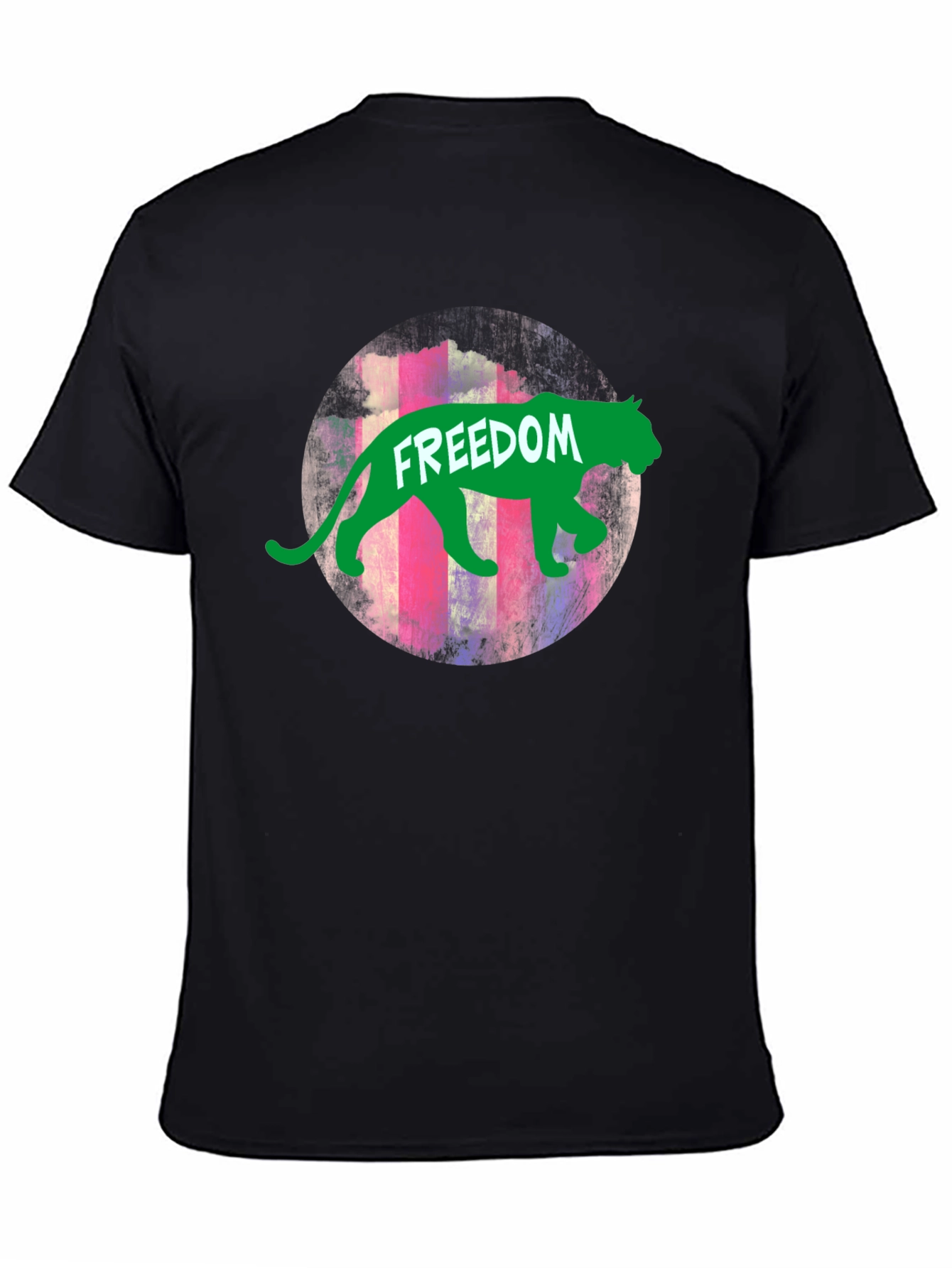Black Freedom Graphic Tee - Green Panther view 4