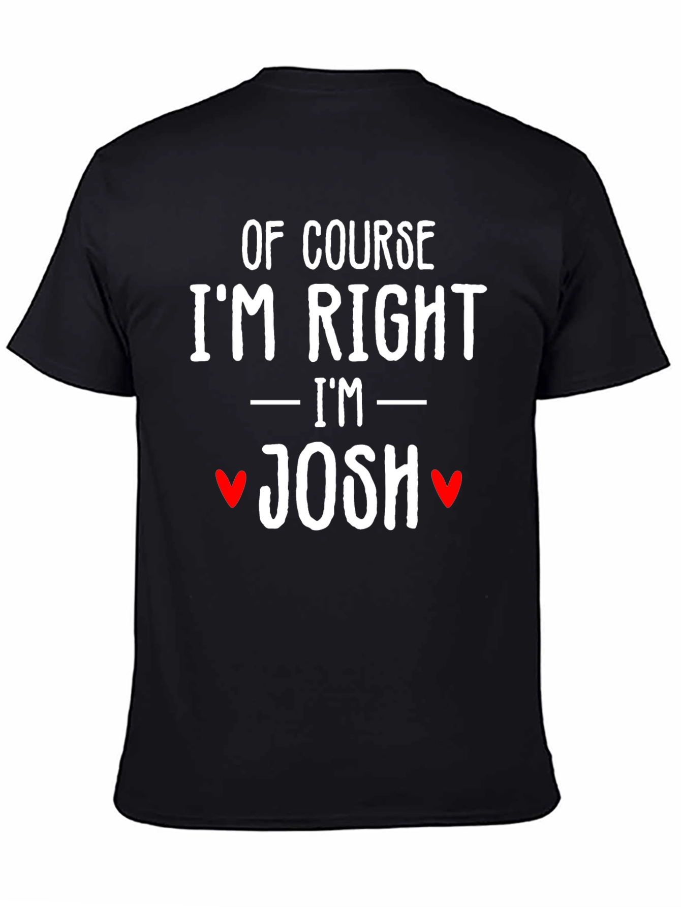 Black Of Course I'm Right I'm Josh Funny T-Shirt view 4