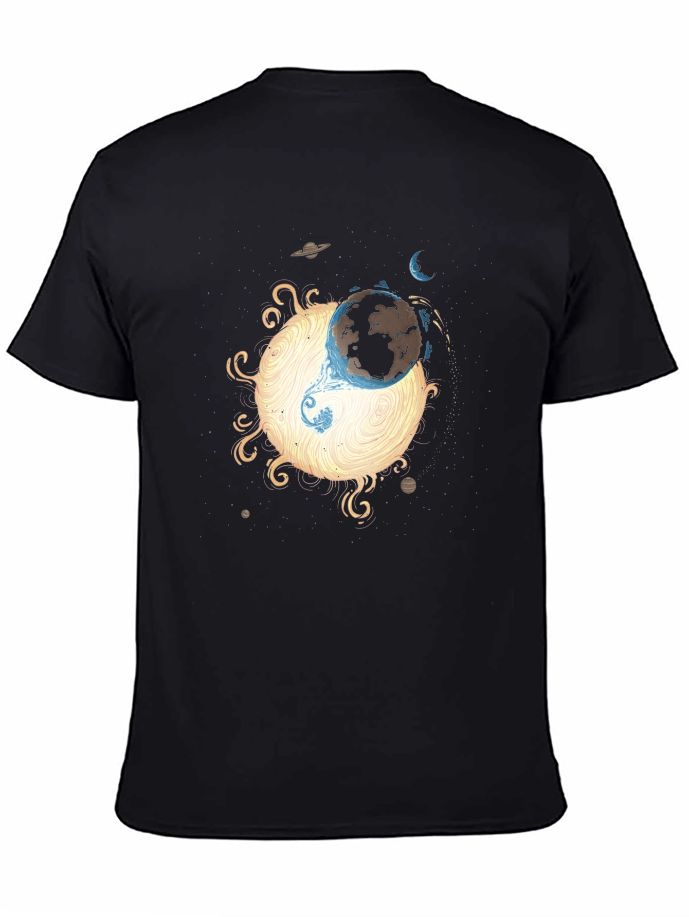 Black Celestial Fusion Graphic Tee - Black Cotton Shirt view 4