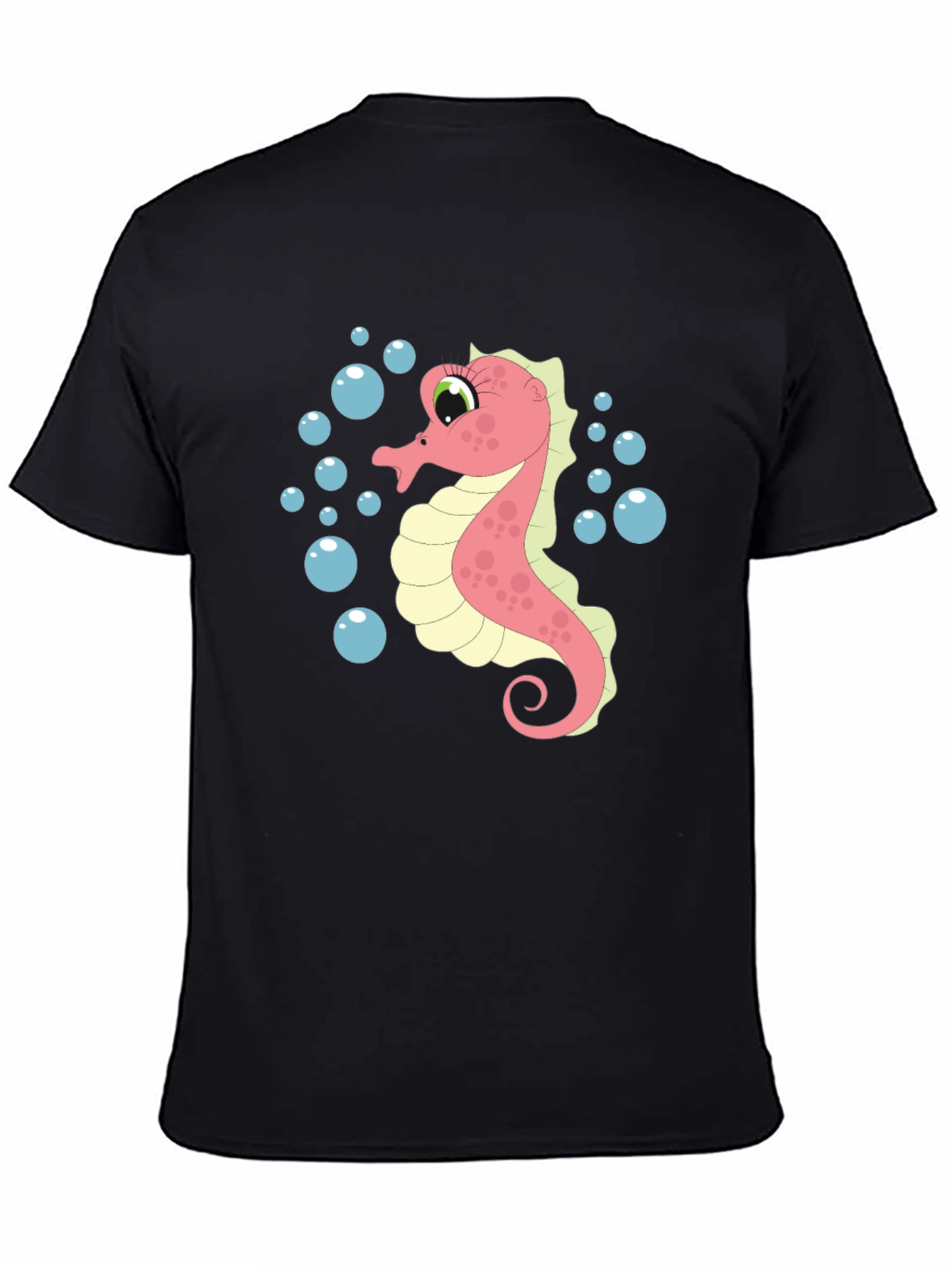 Black Seahorse Graphic T-Shirt - Unique Ocean Life Design view 4