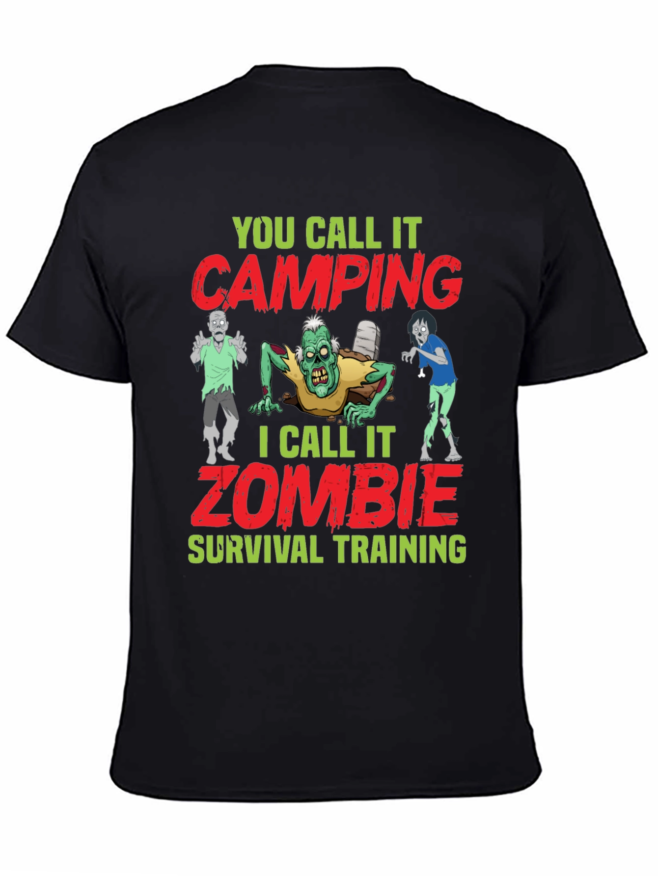 Black Zombie Survival Training T-Shirt Camping Joke view 4