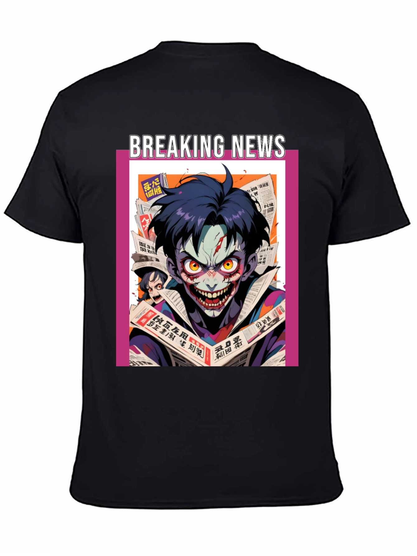 Black Breaking News Joker Graphic Tee - Black Cotton view 4