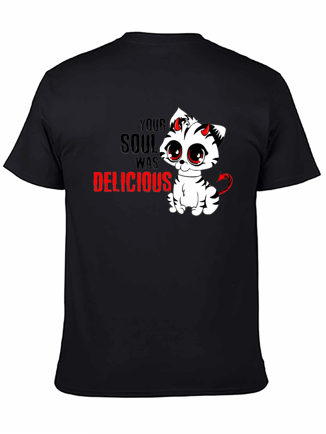 Black Devil Cat T-Shirt - Your Soul Was Delicious view 4