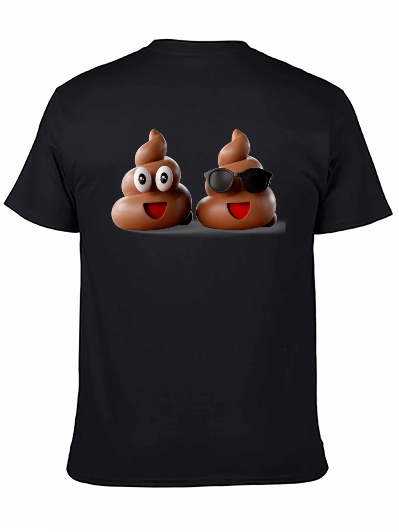 Black Funny Poop Emoji Graphic Black T-Shirt view 4