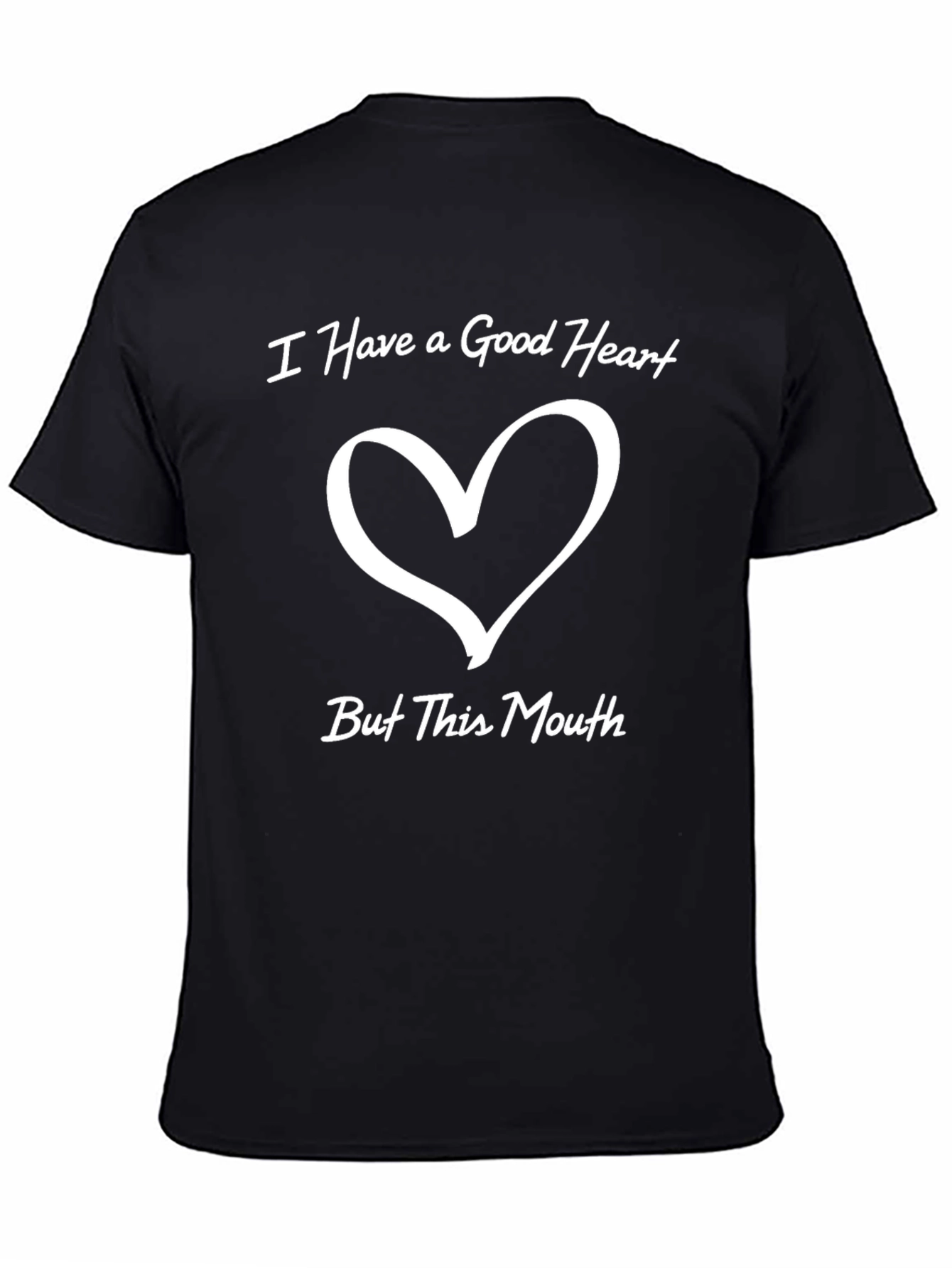 Black Good Heart, Bad Mouth Black Graphic T-Shirt view 4