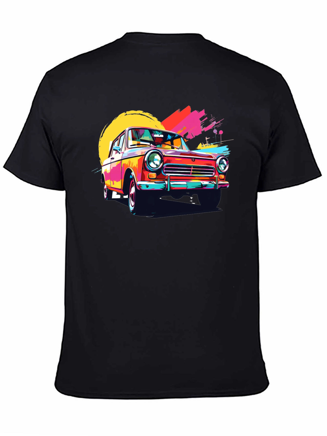 Retro Car Graphic Tee - Vintage Style Black T-Shirt - 4