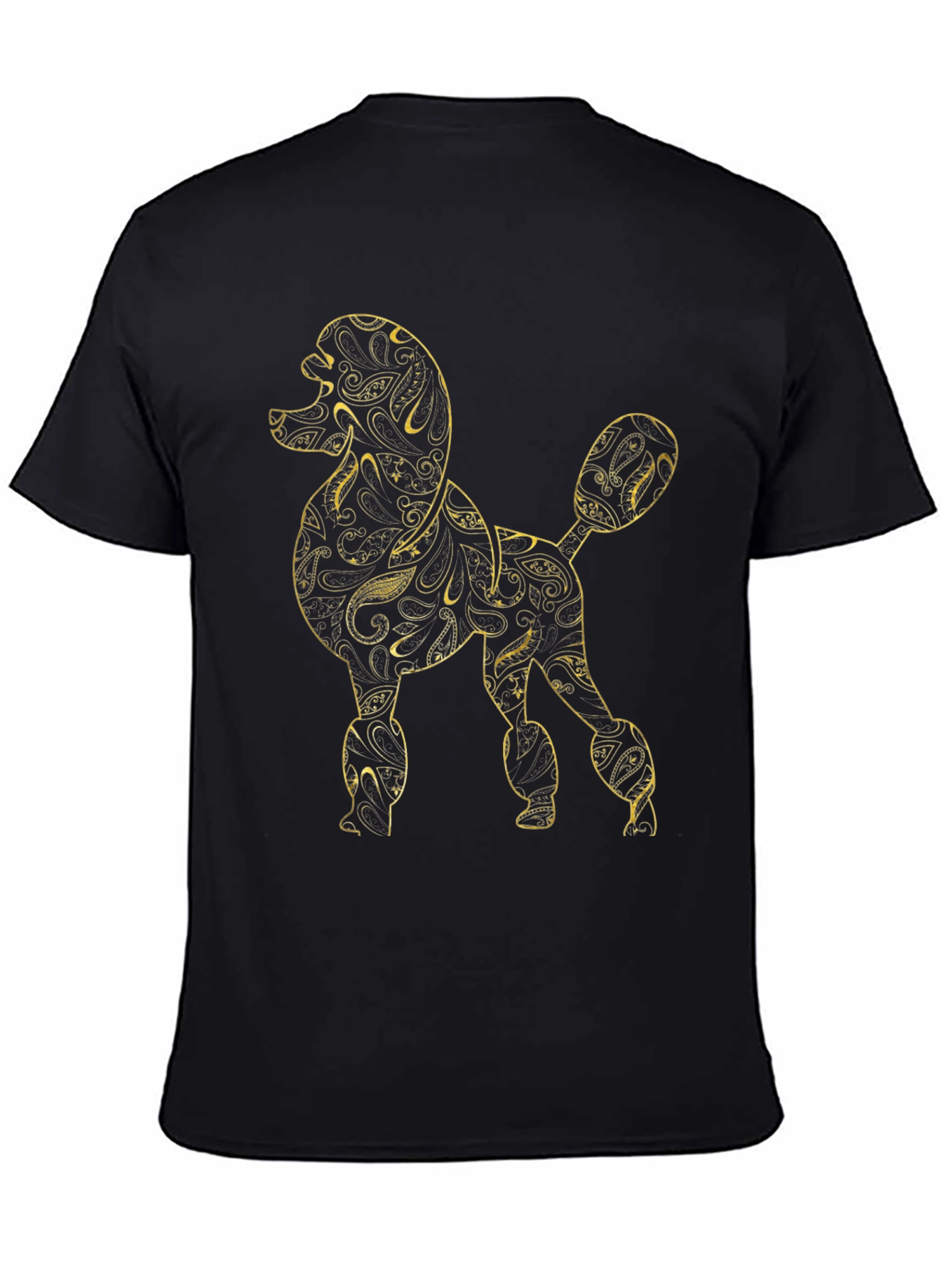 Black Poodle Paisley T-Shirt - Unique Graphic Tee view 4