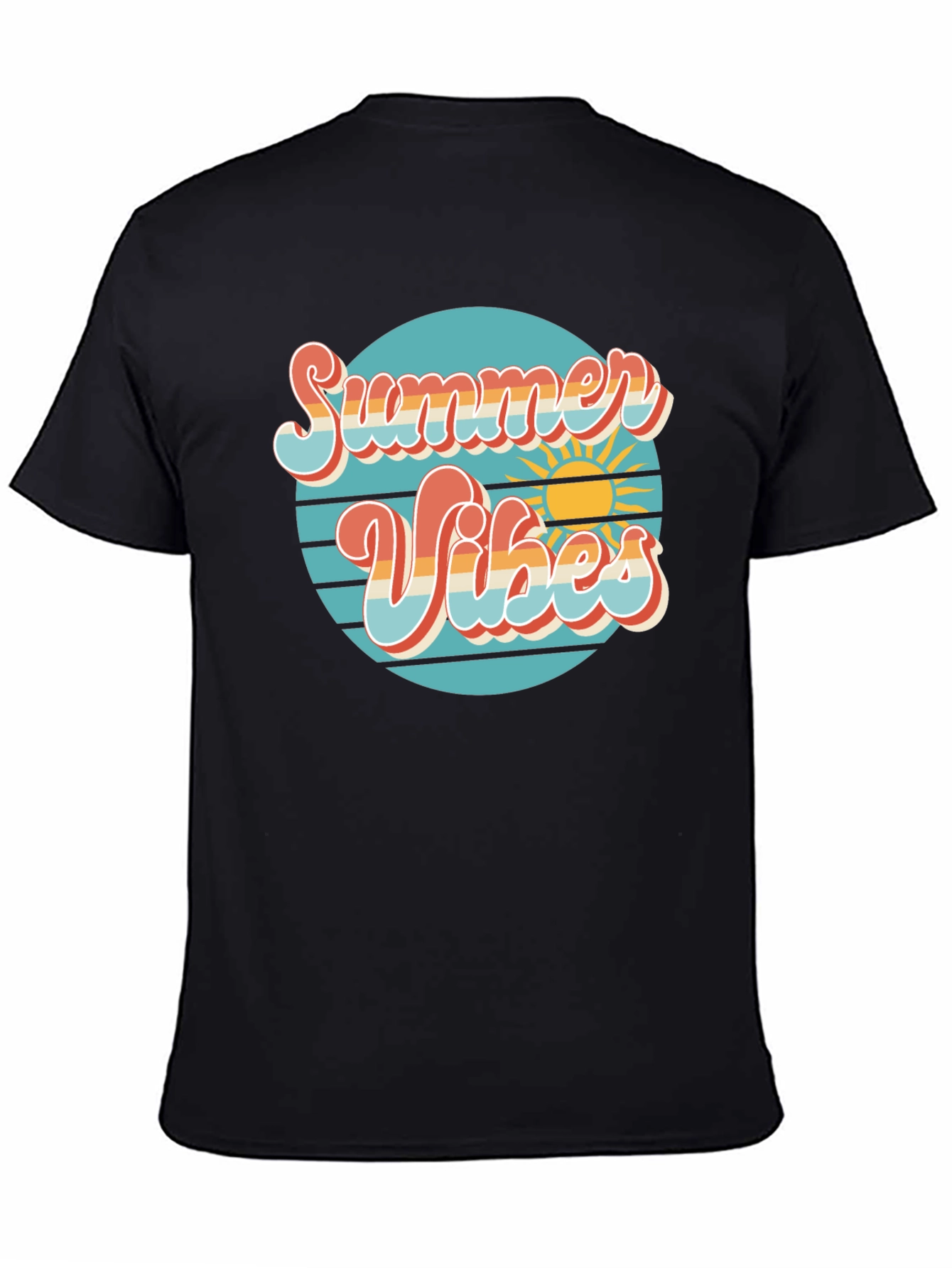 Black Summer Vibes Retro T-Shirt - Graphic Tee view 4