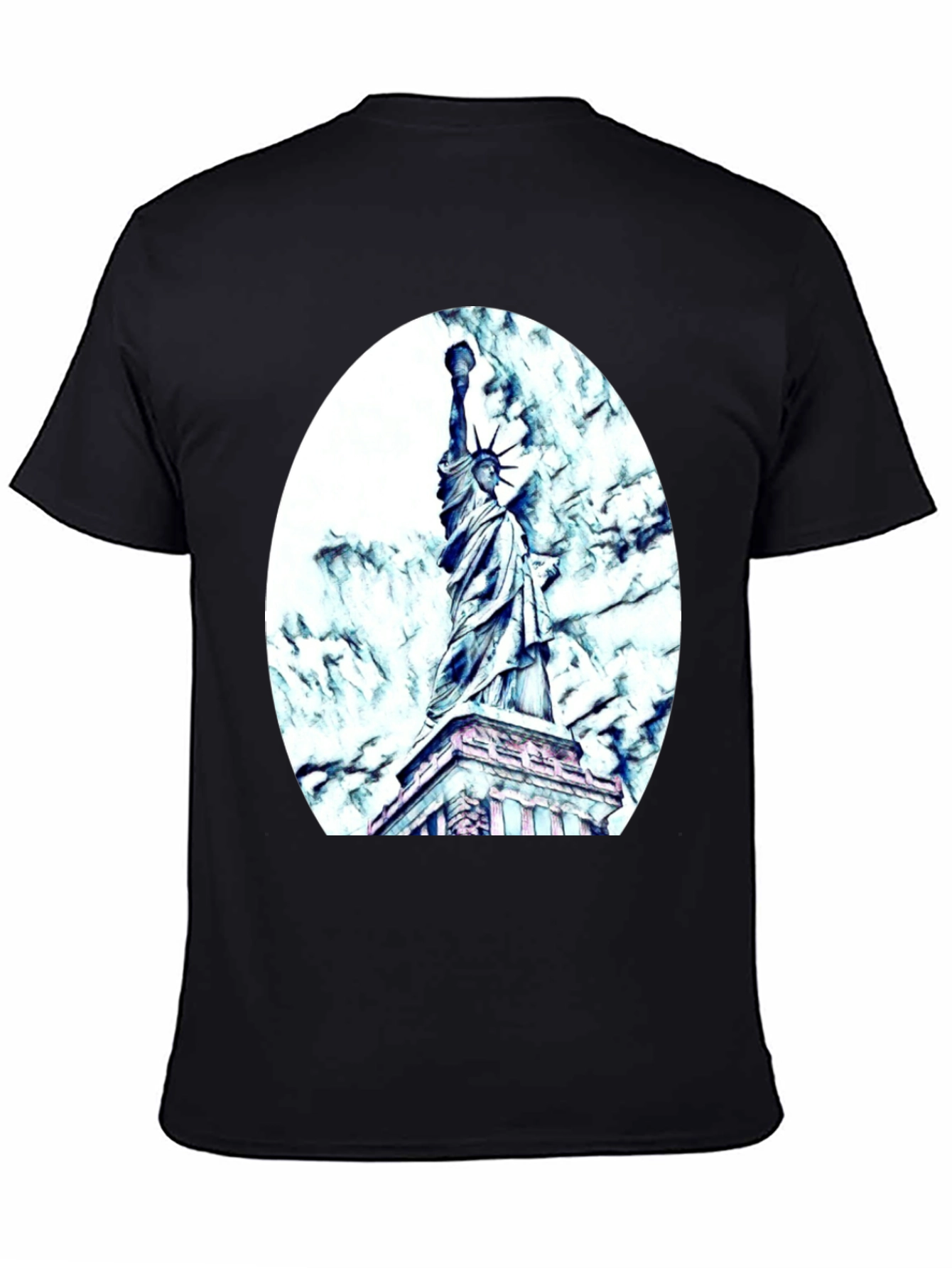 Black Statue of Liberty Graphic Tee - Black Cotton Blend view 4