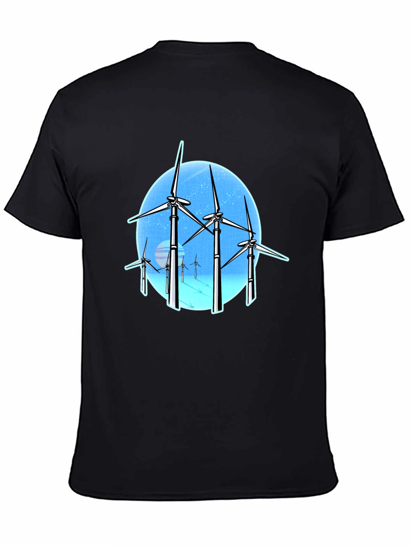 Black Wind Turbine Graphic Tee - Black Cotton Blend view 4