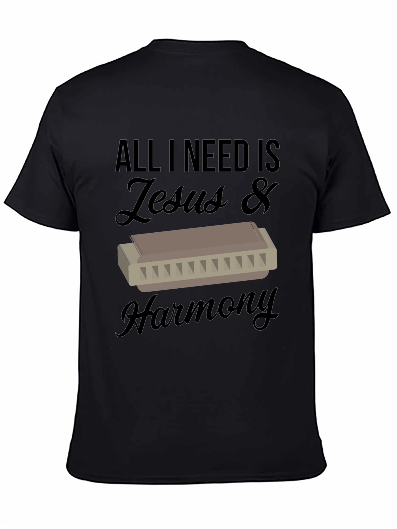 Black Jesus & Harmony T-Shirt - Music Lover Tee view 4