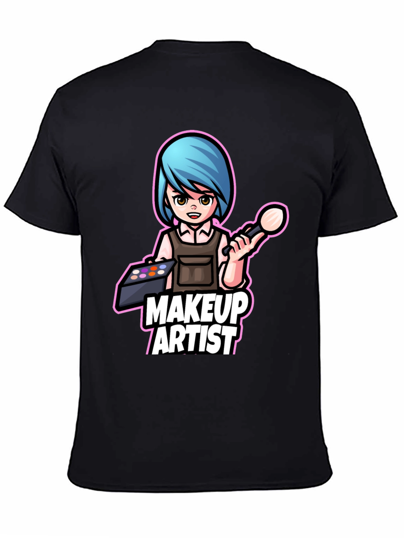 Black Makeup Artist Cartoon Graphic Tee view 4