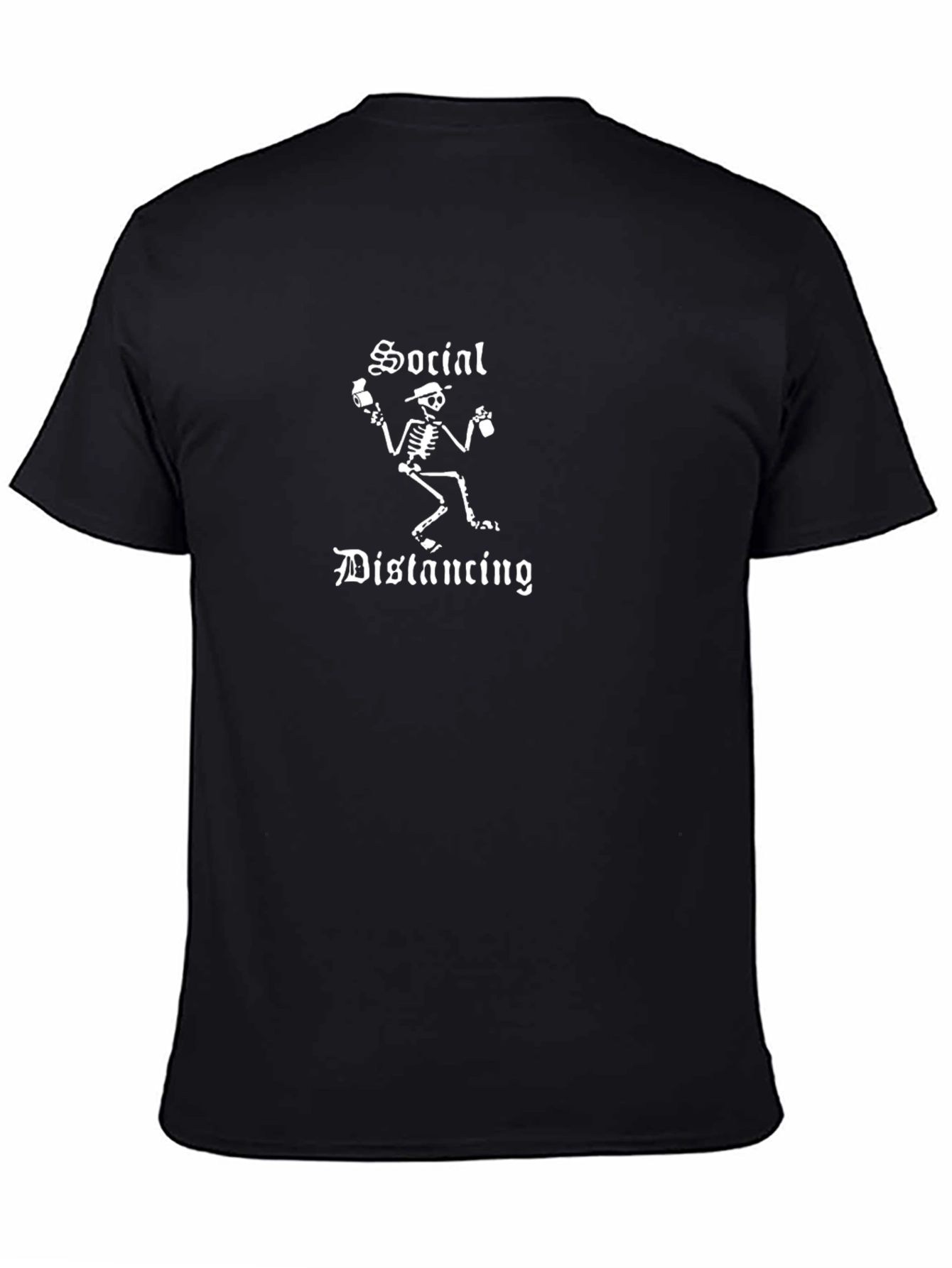 Black Social Distancing Skeleton Graphic Tee - Black view 4