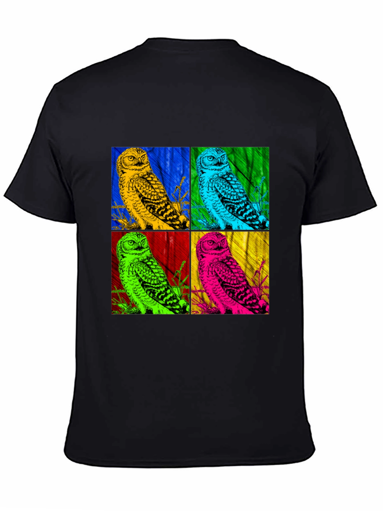 Black Pop Art Owl Graphic Tee - Bold Colorful Design view 4