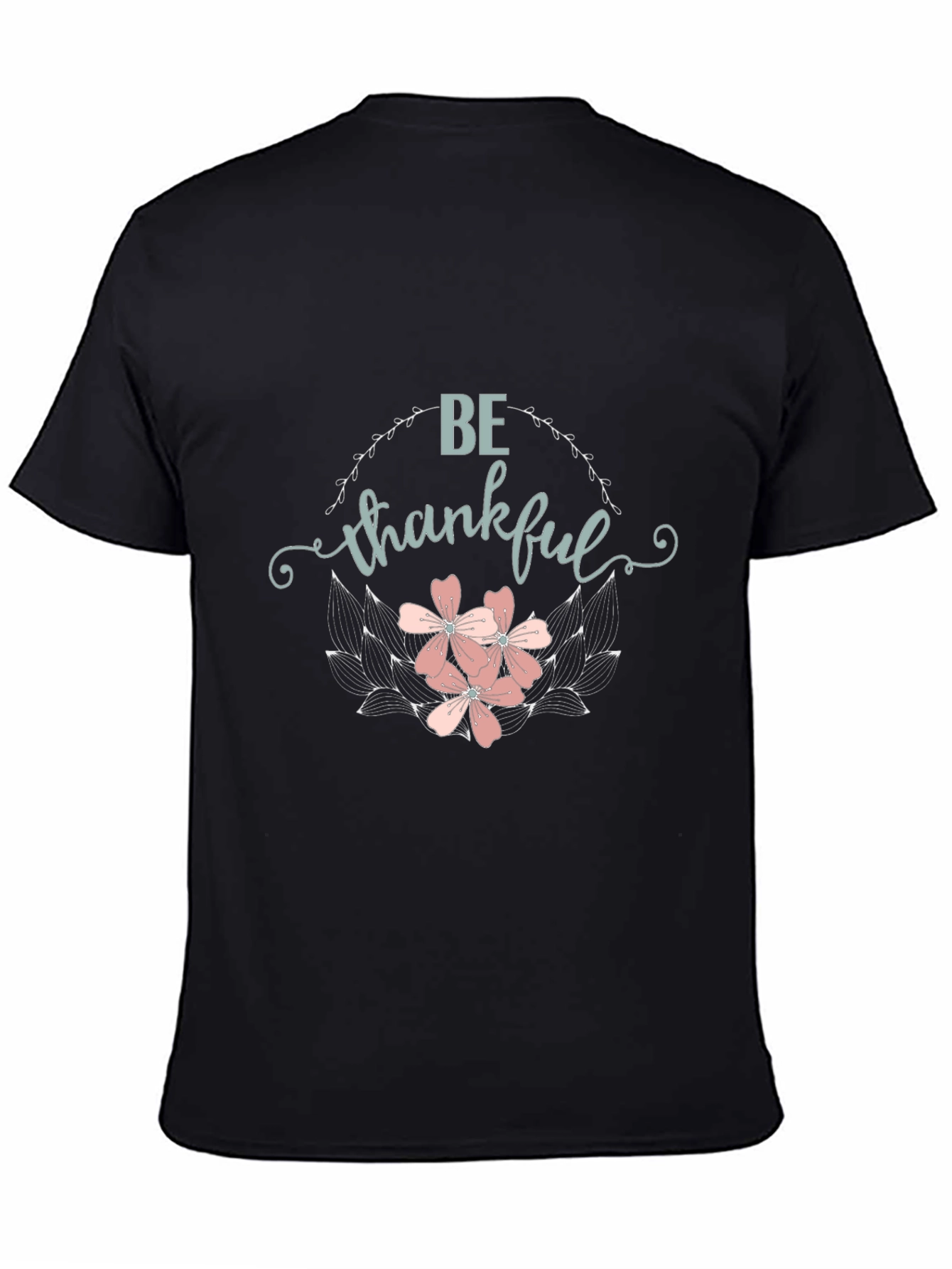 Black Be Thankful Floral Graphic T-Shirt view 4
