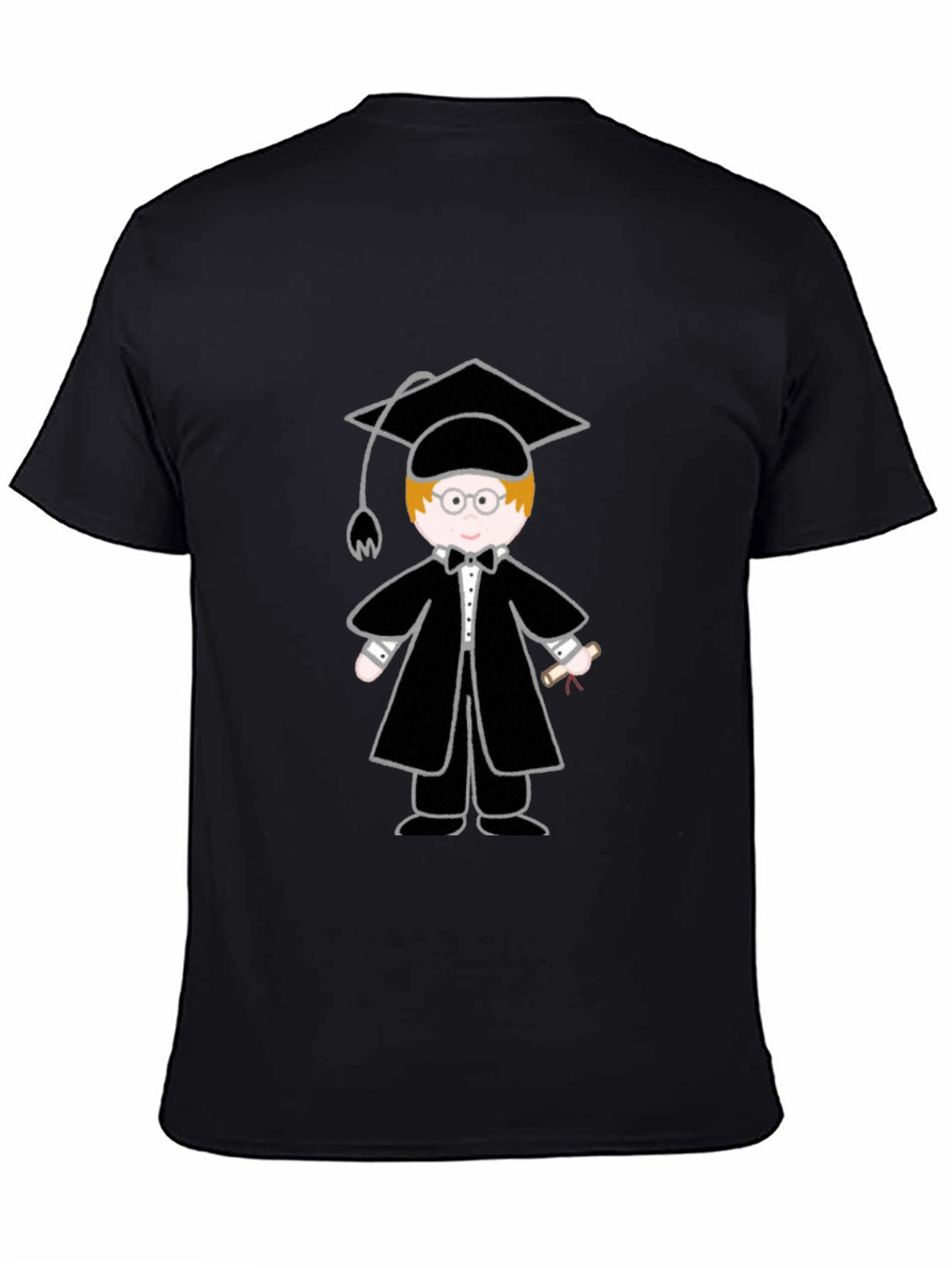 Graduation Cartoon Graphic T-Shirt - Black - 4