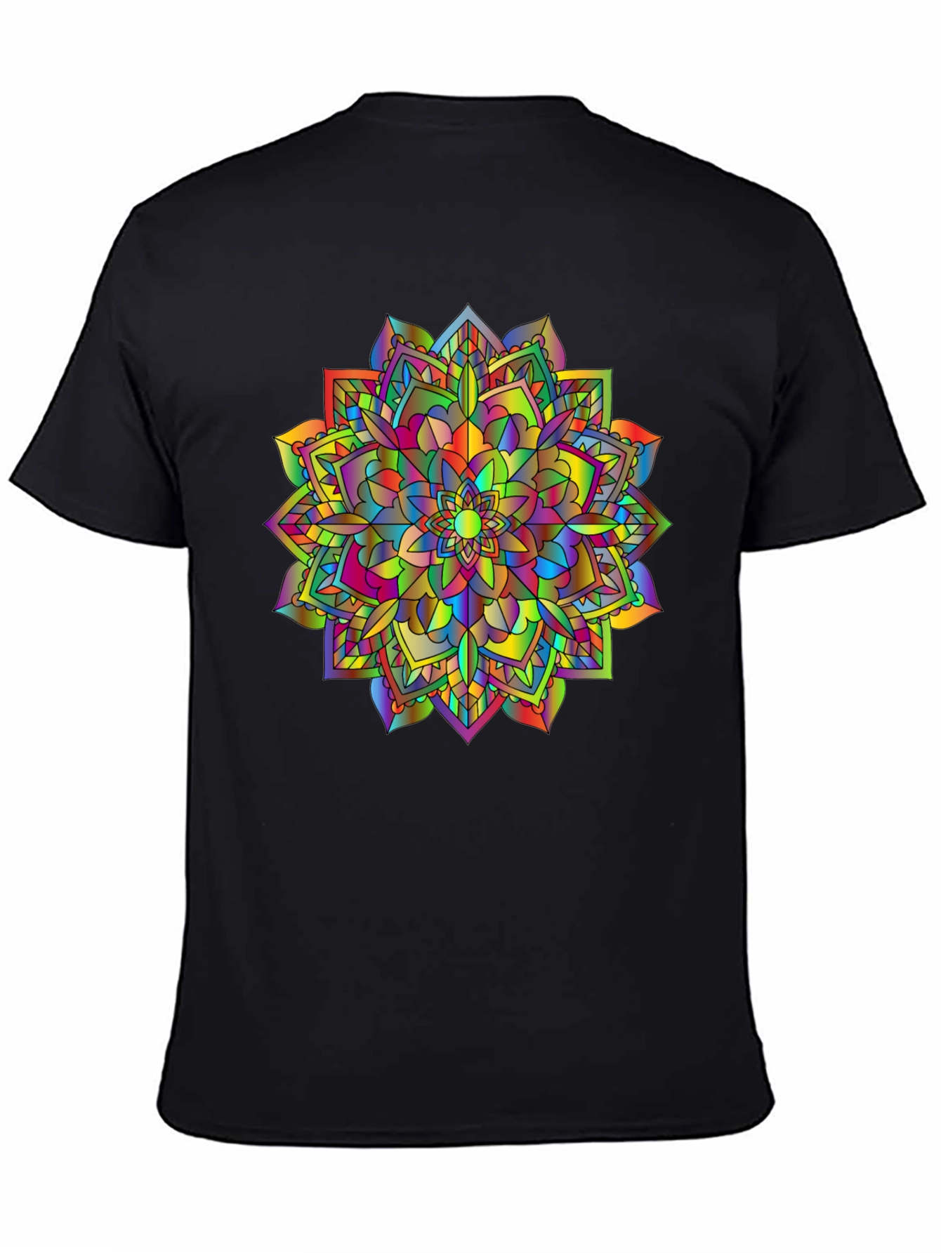 Black Rainbow Mandala T-Shirt - Vibrant Graphic Tee view 4